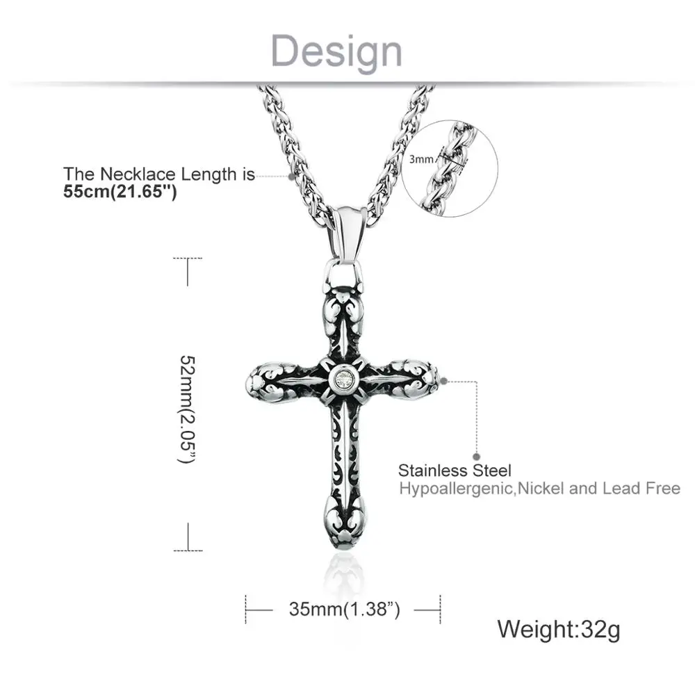 Стильный нательный крест на цепочке ожерелье s винтажный узор из нержавеющей стали ожерелье для тела ювелирные изделия для мужчин Отец рождественские подарки NC191