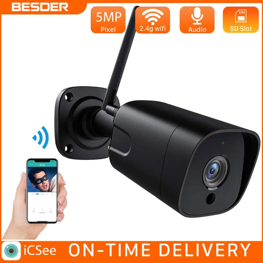 BESDER 5MP SONY сенсор водонепроницаемый 2 wayAudio Bullet Смарт IP камера безопасности WiFi
