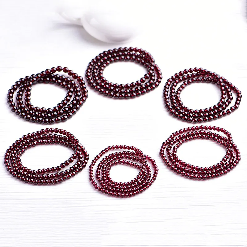 Natural Pyrope Garnet Round Stone Jewelry Deep Wine Red Garnet Stones Beads Bracelet Charms Yoga Men Women Meditation Amulet