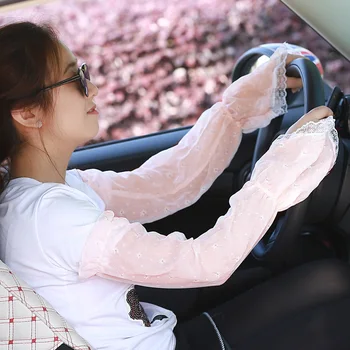 

Lady Sunscreen Gloves Long Gloves Sun UV Hand Cover Lace Arm Sleeves for Women Girls Summer -MX8