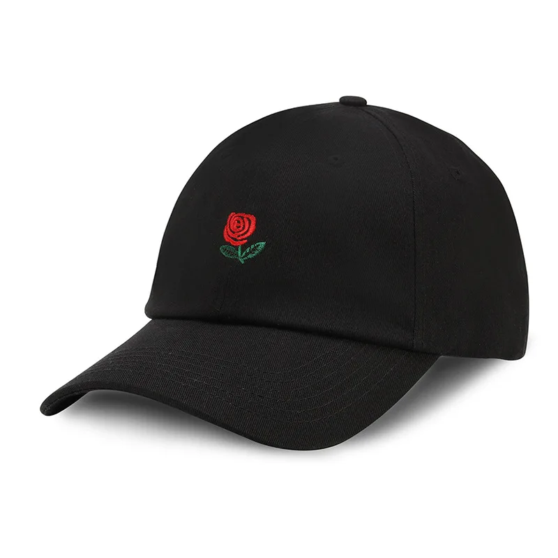 

women men rose Embroidery Cotton Baseball Cap Boys Girls streetwear pop Adjustable Snapback Hip Hop Flat Hat gorra hombre touca