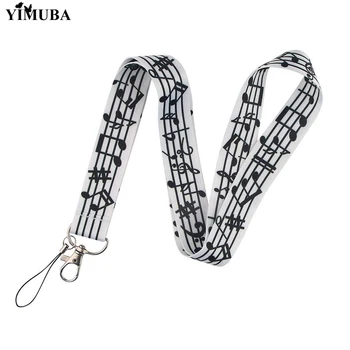 

YIMUBA Musical Notation Printed Lanyards Keychain Simple Multi-function ID Card Gym Pass Mobile Phone Rope Neck Straps Key Chain