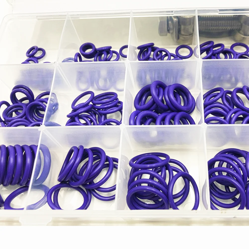 270PCS 18 Different Sizes Inch imperial Rubber O-ring Seal Washer Purple Green O-Ring Kit Orings Gasket For Car Air Conditioner