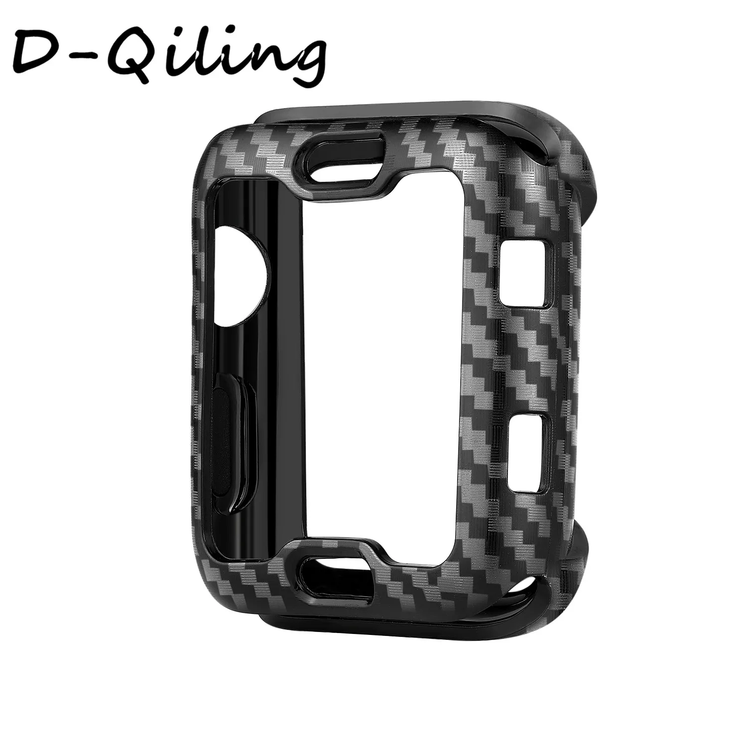 D-Qiling ТПУ карбоновый ремешок для часов+ чехол для Apple Watch 44 мм 40 мм 42 мм 38 мм IWatch серии 4 3 2 1 бампер чехол для часов браслет