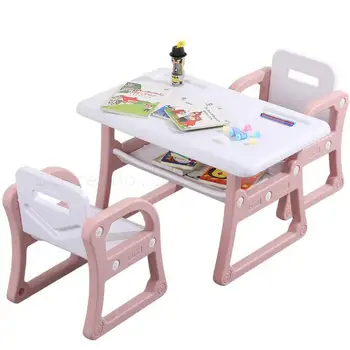 

Household Children's Desks And Chairs Set Baby Drawing And Writing Learning Plastic Toy Desks And