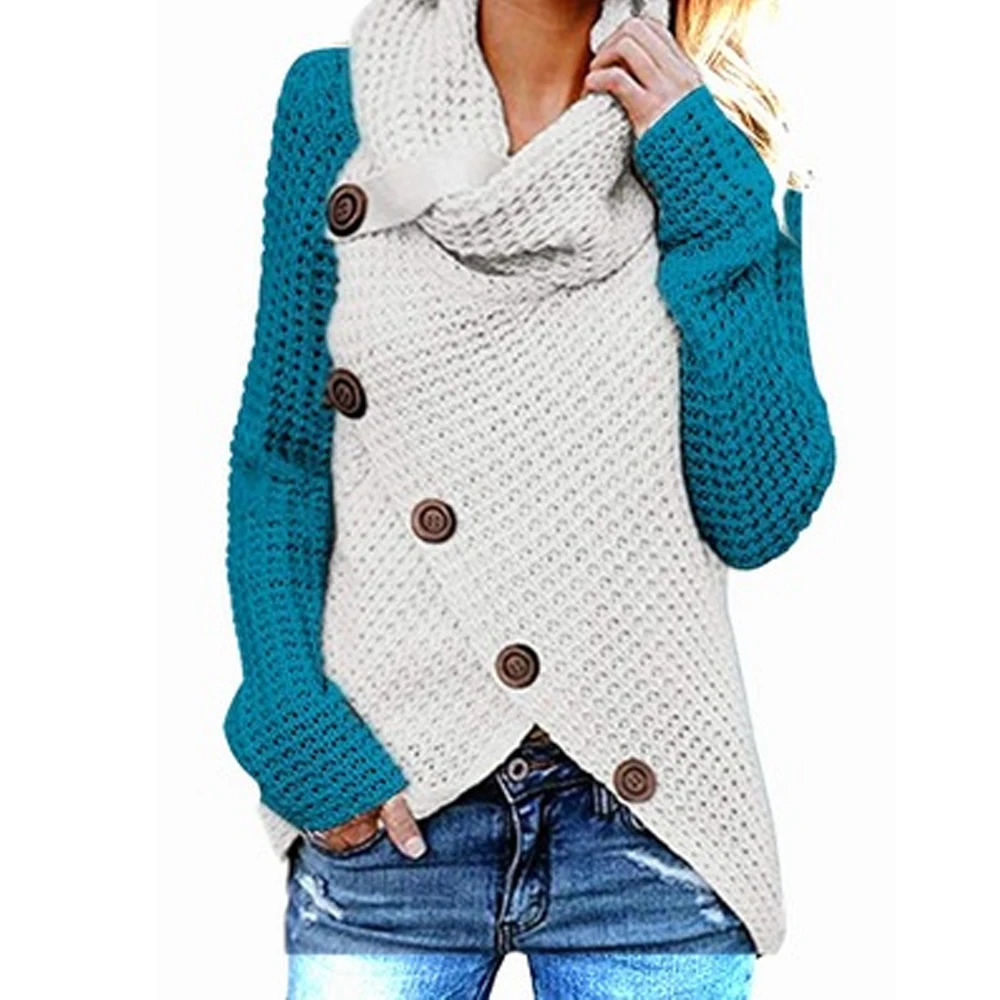 WENYUJH осень, Модный женский вязаный свитер в стиле пэчворк, зимний Повседневный джемпер, Женский вязаный свитер, женская одежда, новинка - Цвет: Color 4