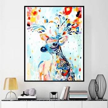 

Full 5D Diy Daimond Painting Cross-stitch Colorful sika deer 3D Diamond Painting Round Rhinestone Picture Embroidery Diamant