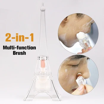 

2 in 1 Creative Tower Shaped Makeup Brush Acrylic Facial Nose Washing Brushes Aluminum Tube Cosmetic Make Up Supplies