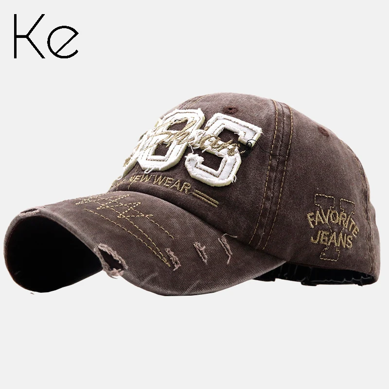 

KE009G новая весенне-осенняя уличная Кепка с эффектом потертости бейсболка из джинсовой ткани с отверстиями от солнца