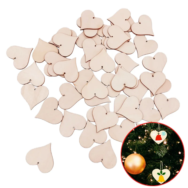 50pcs 20mm Unfinished Wood Heart Shape Cutouts Wooden Heart Dics for  Weddings Plaques Art Craft Card Making and Decoration - AliExpress