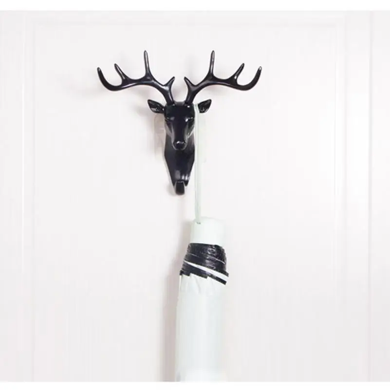 Deer Head Animal Self Adhesive Racks Display Hook Holder Show Decor Cap Hanger Wall Sticky Keys Clothing Bag Room Coat