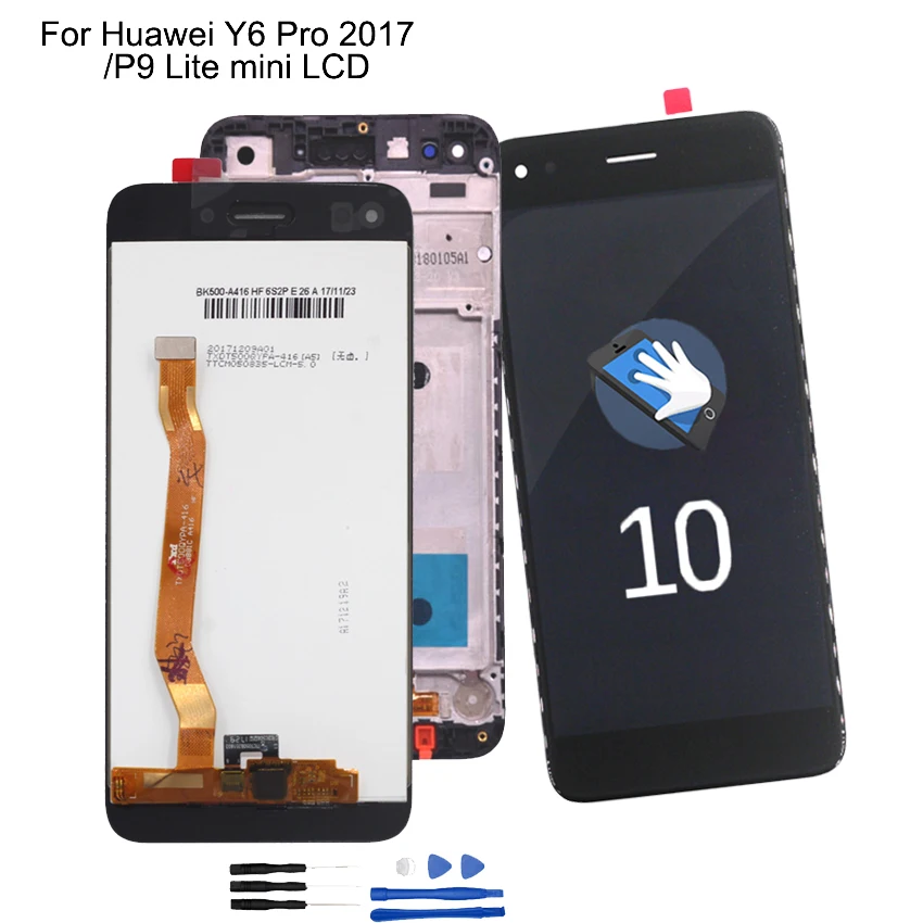 ЖК дисплей с тачскрином для Huawei P9 Lite mini SLA L02 L22 L03 рамкой Y6 Pro 2017|Экраны мобильных