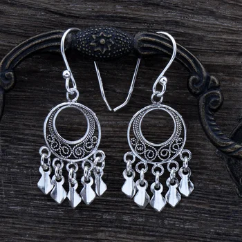 

MYTHIC AGE Real 925 Sterling Silver Vintage Baroque Round Drop Dangle Earrings for Women Girls Jewelry Gift