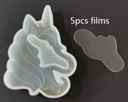 5pcs films Кавайная форма шейкера формы DIY эпоксидная смола амулеты ювелирные изделия конфеты автомобиль сок силиконовая форма УФ Смола инструмент Единорог теллурион Декор - Цвет: 5pcs films
