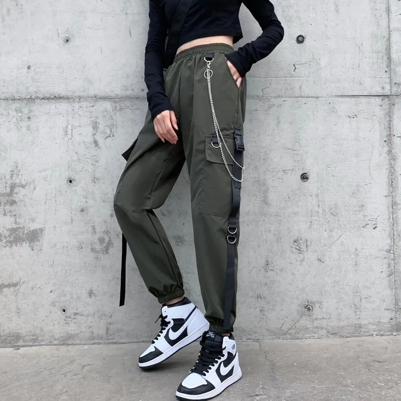 

Women Fashion Cargo Pants Multi Pockets Patchwork Trousers High Waist Streetwear Pants Female Hip Hop Jogging Pants