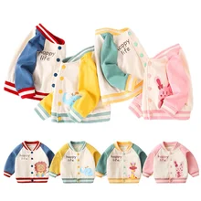 Chaquetas con estampado de dibujos animados para bebé, abrigo de algodón para niño y niña, chaqueta cárdigan, ropa de primavera, abrigo para bebé