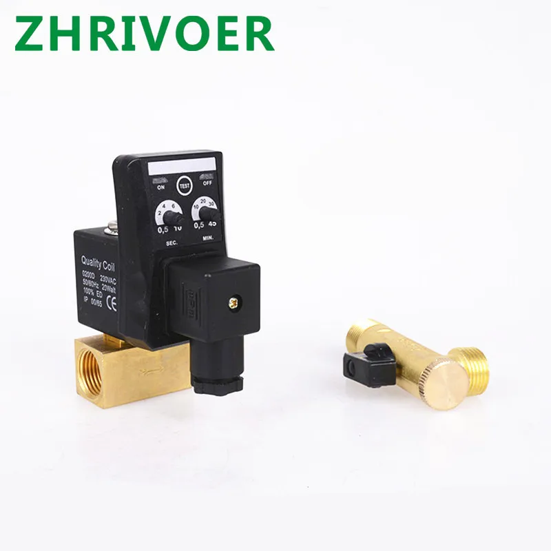 1 pcs automatic Pneumatic for Water Oil Air Time control AC220V DC24V opt-A opt-B Timing Drain valve Electric Solenoid Valve 1/2
