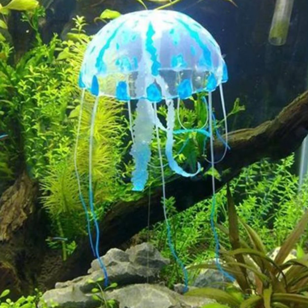 Artificial Swim Glowing Effect Jellyfish Aquarium Decoration Fish Tank Underwater Live Plant Luminous Underwater Pet Decor