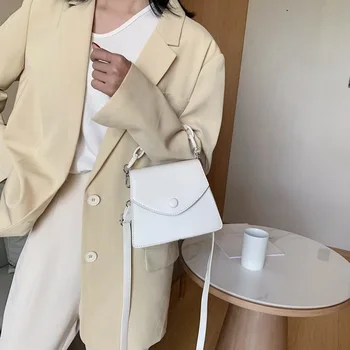 

Dihope New Shoulder Ladies Handbags Thick Chain Cross Body Bag Solid Color Small PU Leather Crossbody Bags For Women 2020 SWild