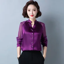 Korean Silk Women Shirts Mesh Long Sleeve Satin Women Blouses Plus Size 4XL Office Lady Womens Tops and Blouses Blusa Feminina