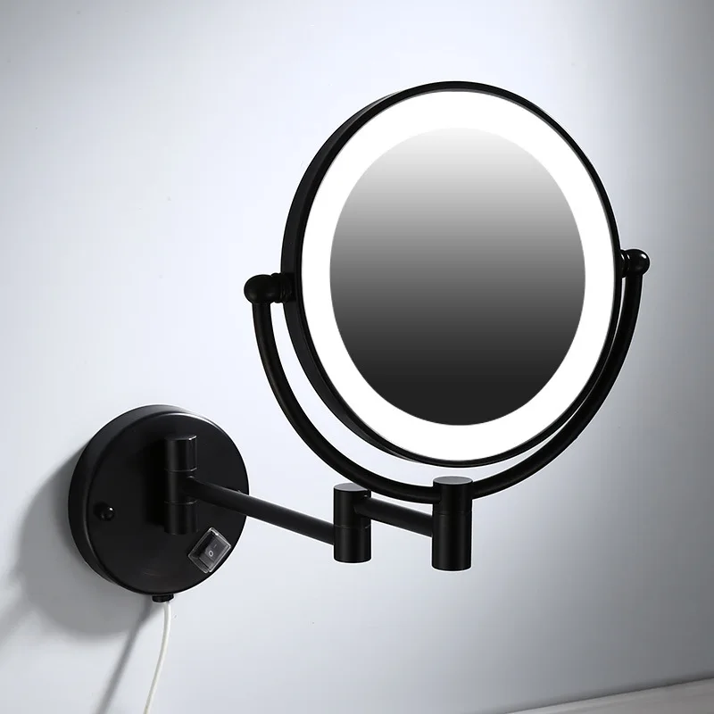 

Extending 8 Inches Cosmetic Wall Mounted Make Up Mirror 360 Degree Vanity Lighted Shaving Wall Round Mirrors with Magnifying