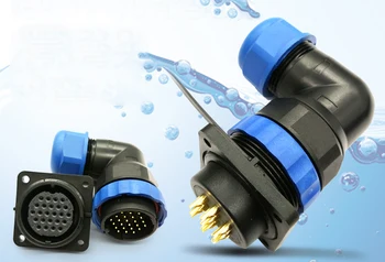 

IP68 Waterproof aviation wire connector plug & socket Male and Female 3 5 7 9 12 16 19 24 26Pin 28mm elbow type aviation plug