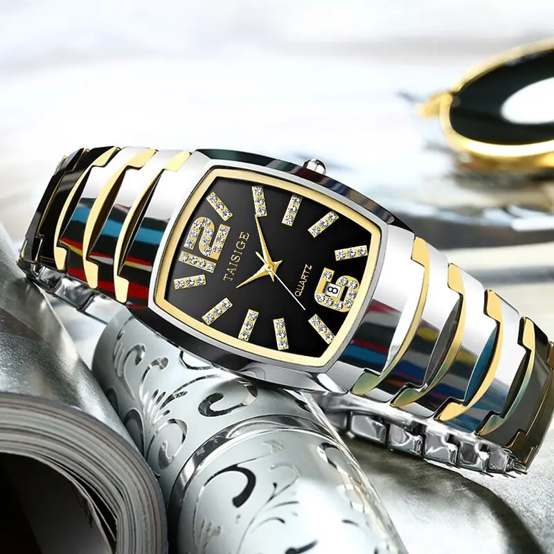 

Taisige Fashion Leisure Tungsten Steel Watch Calendar Quartz Watch Men's Sports Watch Men's Watch Japanese Movement