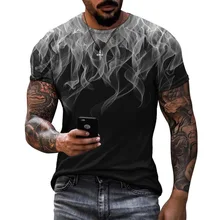 

Summer Men's Short Sleeve T-shirt Fashion 3D Printing Round Neck Flame Print Shirt Plus Size Men's Short Sleeve
