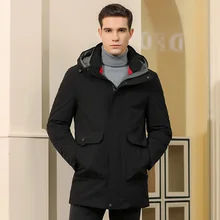 Зимний пуховик с капюшоном мужской повседневный теплый простой стиль