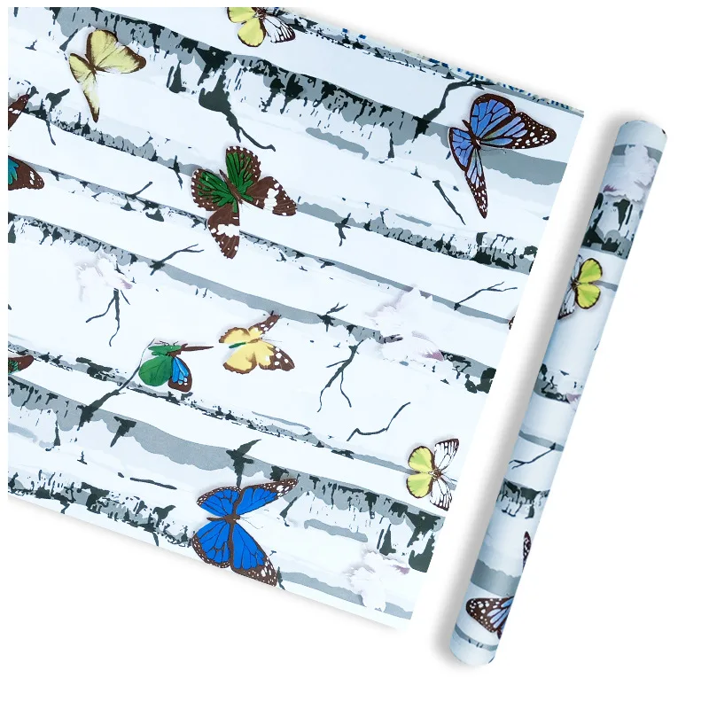 

Wholesale Cool Butterfly Wallpaper Self-Adhesive Dormitory Bedroom Living Room Wall Waterproof White Wood Wallpaper PVC
