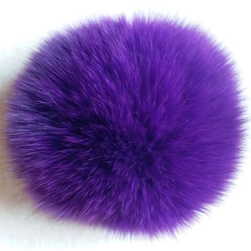 DIY натуральный помпон Лисий Мех Аксессуары для Skullies шапки настоящий помпон лисий мех большой шар помпон для шапки сумки обувь 13-14 см - Цвет: Purple fox