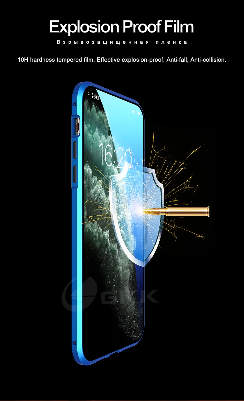 GKK Магнитный адсорбционный металлический чехол для IPhone 11 Pro Max чехол Полная защита 9H закаленное стекло крышка для IPhone 11 Pro Max чехол