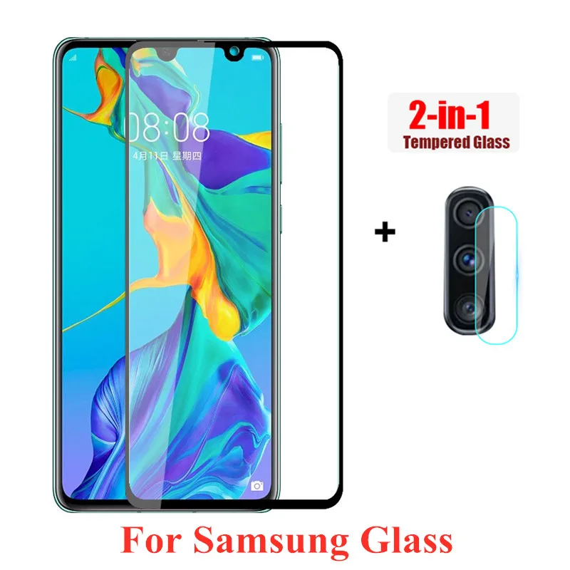 

2 In 1 Tempered Glass For Samsung Galaxy A50 Camera Lens Film & 9D Screen Protector Protective Tempered Glass For Galaxy A50