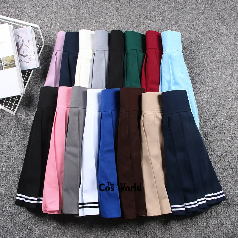 S-XXL, 17 однотонных цветов, летние штаны с высокой талией для девочек, плиссированные юбки женские платья для школьной формы JK, одежда для студентов