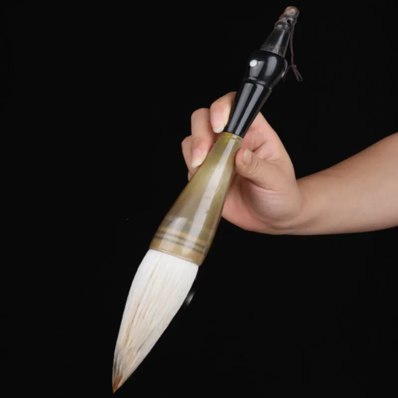 Chinese Calligraphy Brush Caligrafia Hopper-shaped Ox Horn Painting Writing Brush Pen Woolen Weasel Hair Brush Pen Tinta China