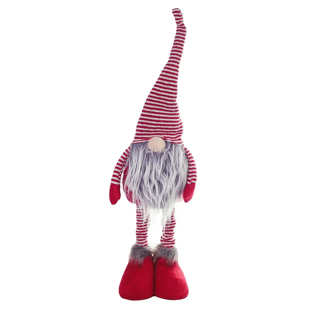 Рождественское украшение стоящая полосатая шапка без лица кукла сцена макет украшение дома Декор для комнаты
