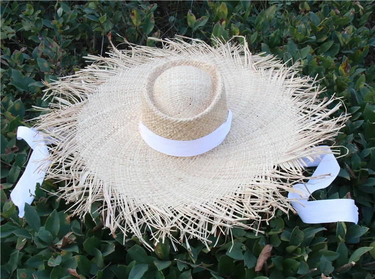 Женские пляжные шляпы с большими полями с длинной лентой ветрозащитная, модная шапка оверсайз дамские летние шляпы с защитой от УФ Панама Козырек Кепка