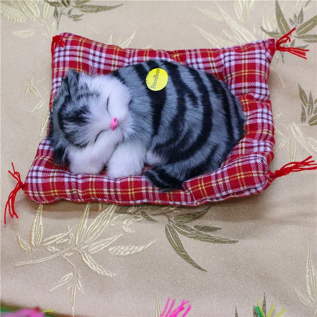 Stuffed Toys Lovely Simulation Animal Doll Plush Sleeping Cats Toy with Sound Kids Toy Decorations Birthday Gift For Children 1