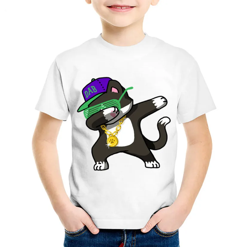 Забавные детские футболки Kawaii мультяшный принт футболка девочка Dabbing милый