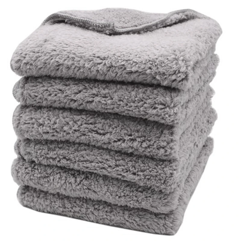 6PCS 500GSM 40X40Cm Super Thick Plush Edgeless Microfiber Towels Car Care Cleaning Cloths Microfibre Polishing Detailing Drying