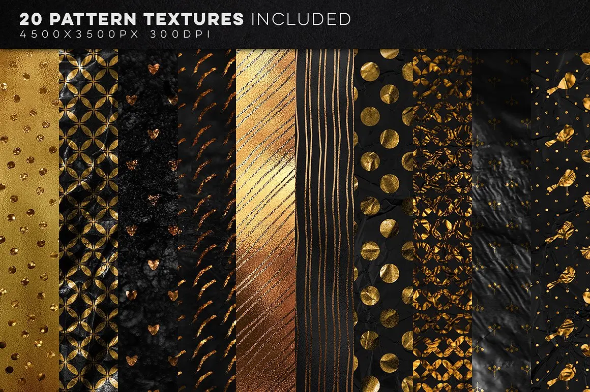 平面素材-350款各种金箔/纸张材质PS纹理图案350 Gold & Metallic Textures Bundle(10)