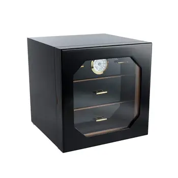 

Luxury Black Cedar Wood Cigar Humidor Cabinet Storage Box Hygrometer Humidifier 3 Layer Drawers Decent Cigar Box Set