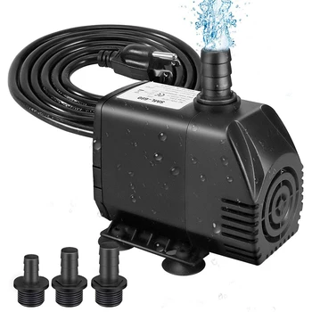 

800GPH Fountain Pump 70W Outdoor Fountain Pump, Submersible Pool Pump, with 3 Nozzles US Plug