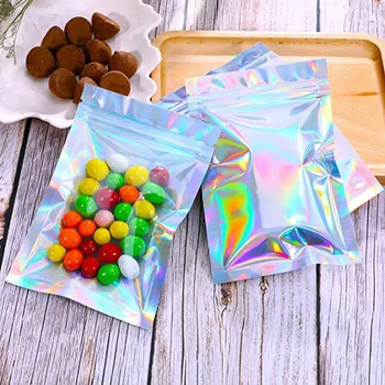 

100 PC Reusable Single-sided Aluminized Sealed Deodorant Foil Flat Zipper Bag Leakproof Top Stand Up Reusable Organizer Bags