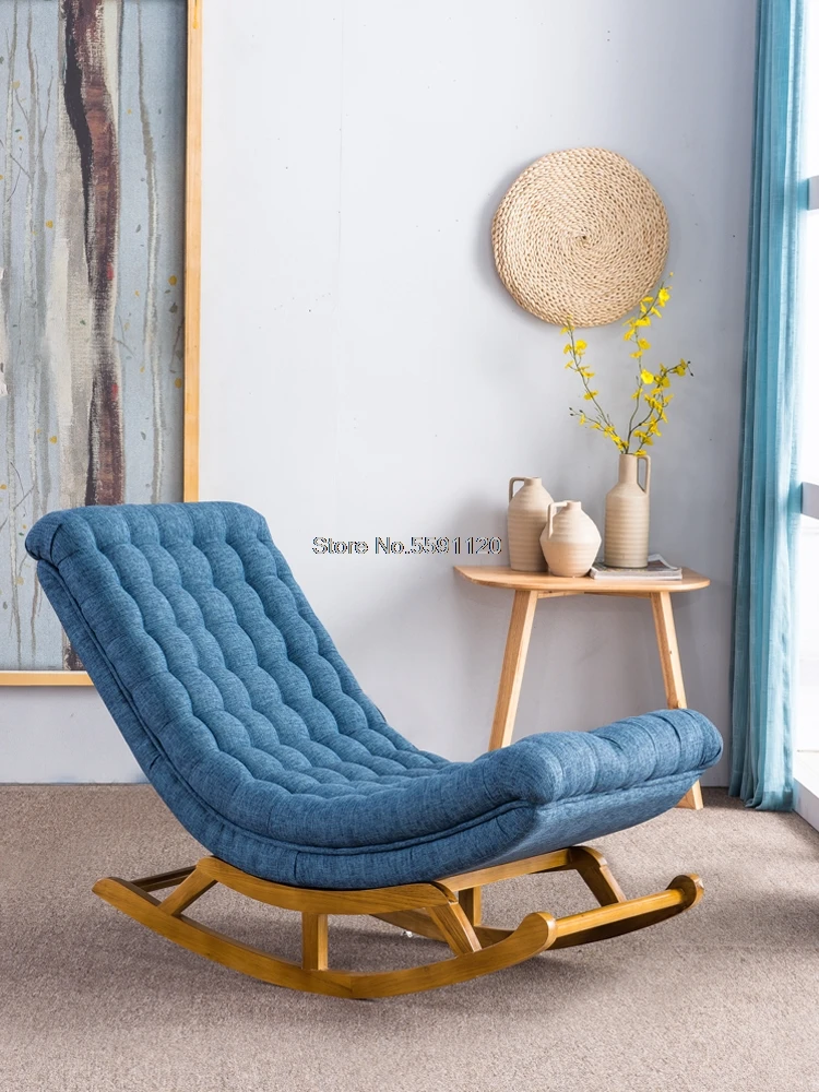 Modern Design Rocking Lounge Chair Fabric Upholstery and Wood For Home Furniture Living Room Adult Luxury Chaise | Мебель