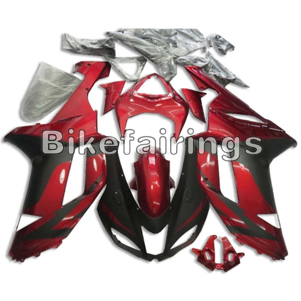Индивидуальные Cowling для Kawasaki 2007 2008 ZX-6R ABS корпус инжектора рабочий велосипед корпус полный конфеты красный черный обтекатель комплект