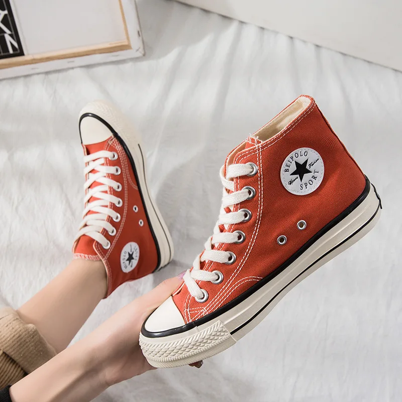 

Canvas Shoes Student Korean-style Ulzzang Spring New Style bai da xiao Dirty Orange Hong Kong Style Summer Hight-top Flat Shoes