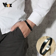 Vnox мужской кожаный браслет с черным золотым нержавеющая сталь ID тег повседневные спортивные мужские ювелирные изделия
