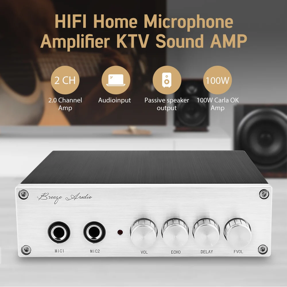 AIYIMA 100 Вт TPA3116 HIFI Цифровой аудио KTV усилитель мощности 2,0 усилители PT2399 караоке усилитель звука Система домашнего кинотеатра