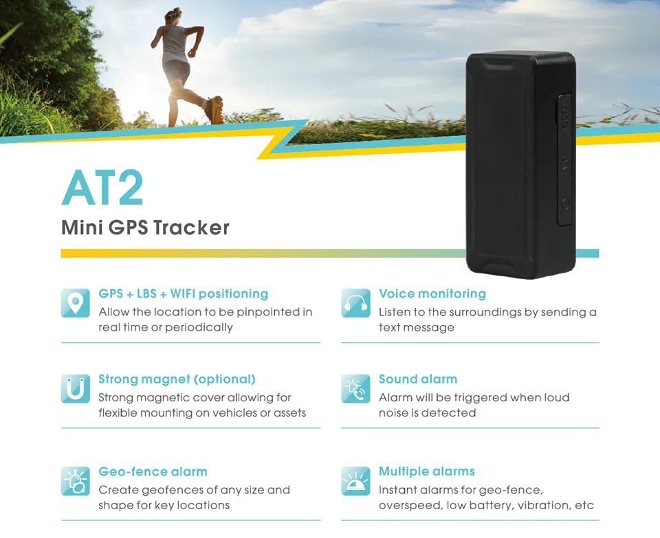 Mini GPS Tracker AT2 Portable Locator For Kid Realtime, 51 OFF
